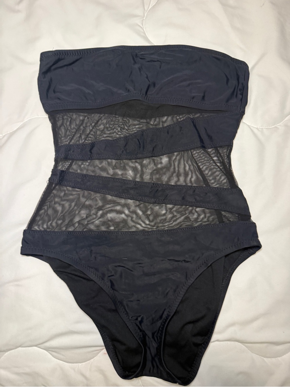 Target Black Strapless Mesh Panel One-Piece Swimsuit